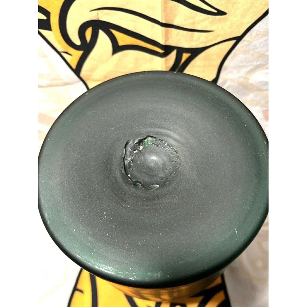 Frosted Art Glass Vessel – Hand‑Blown Studio Glass – Deep Green